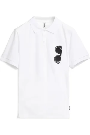 Moschino Top, Herre, Hvid, M, Bomuld, 3-knap Polo Skjorter med Logo Lomme