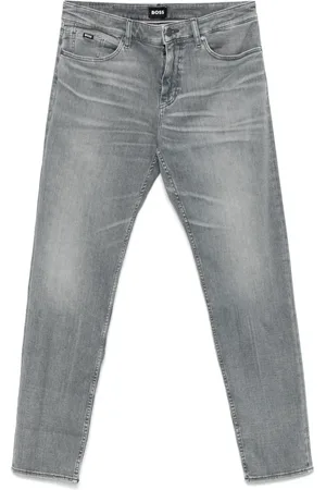 HUGO BOSS Jeans, Herre, Grå, W35, Bomuld, Slim-fit 