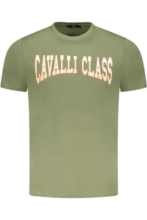 Roberto Cavalli Top, Herre, Grøn, L, T-shirt med ikonisk logo