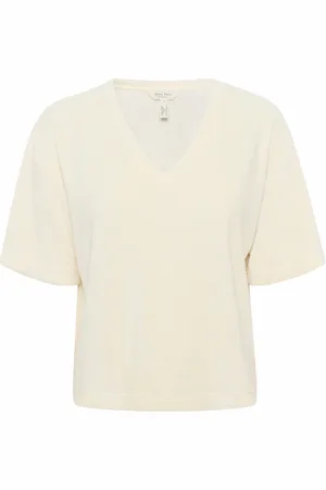 Part Two Top, Dame, , 2XL, Uld, V-hals Eggnog T-shirt Kortærmet
