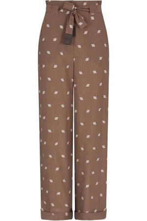 Emporio Armani Bukser, Dame, Brun, L, Geometrisk Mønstret Gråbrune Damebukser