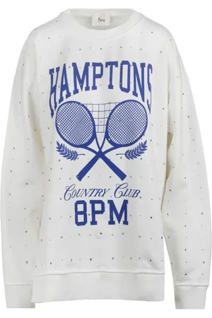 8PM Sweathshirts & Hoodies, Dame, Hvid, M, Uld, Sweatshirt med strass og slouchy skuldre