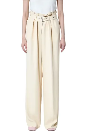 DRIES VAN NOTEN Bukser, Dame, , L, Uld, Justerbare Bæltede Bukser i Vævet Stof