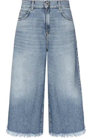 Pinko Jeans, Dame, Blå, W28, Denim, Blå Denim Cropped Wide Leg Jeans