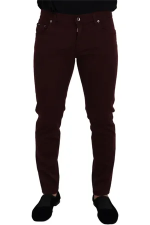 Dolce & Gabbana Bukser, Herre, Rød, XS, Bomuld, Bordeaux Slim Fit Jeans - Italiensk Luksus