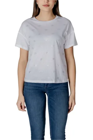 Liu Jo Top, Dame, Hvid, XS, Bomuld, Kortærmet bomulds T-shirt