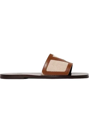 VALENTINO GARAVANI Sko, Herre, Brun, 40 EU, Læder, Brun Læder Sandaler med Spænde Detaljer