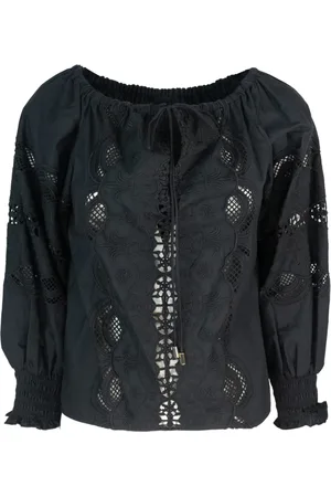 Liu Jo Bluser & Skjorter, Dame, Sort, S, Bomuld, Sort Broderet Bomuldsskjorte