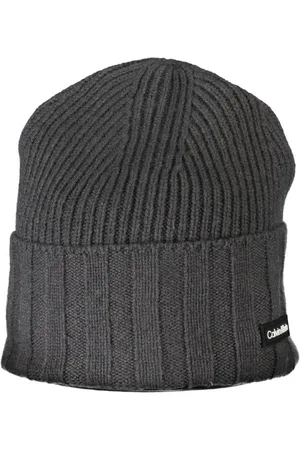 Calvin Klein Tilbehør, Herre, Grå, ONE SIZE, Uld, Elegant grå hat med kontrastdetalje