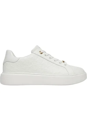 Twin-Set Sko, Dame, Hvid, 36 EU, Læder, Hvide lædersneakers med gyldne detaljer