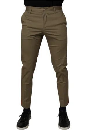 Dolce & Gabbana Bukser, Herre, Grøn, S, Bomuld, Mørk Khaki Tapered Bukser