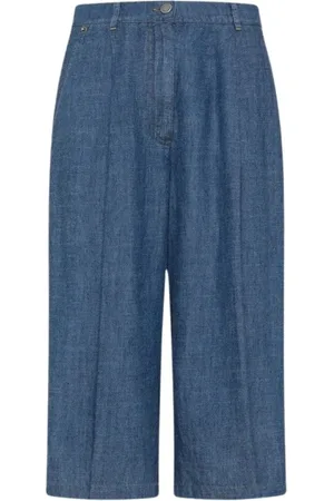 MOMONÍ Shorts, Dame, Blå, 2XS, Linned, Chambray knælangt linned Bermuda shorts