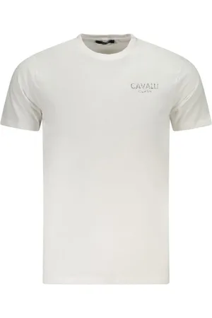 Roberto Cavalli Top, Herre, Hvid, L, Bomuld, Fed Print Crew Neck T-Shirt