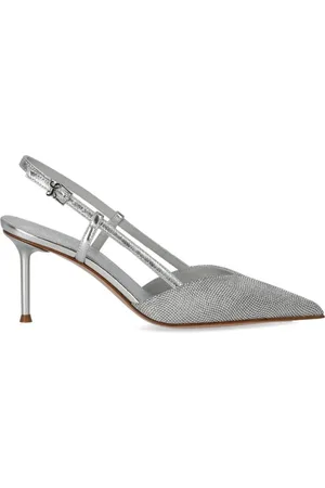 SERGIO LEVANTESI Sko, Dame, Grå, 39 EU, Læder, Sølv Rhinestone Slingback Pumpe