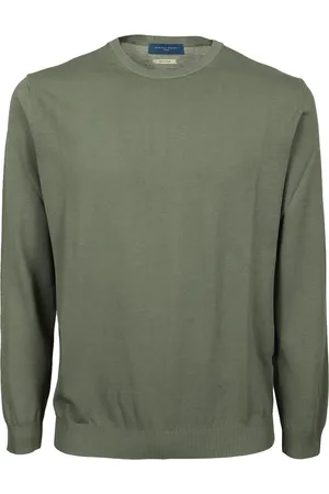 Daniele Fiesoli Strik, Herre, Grøn, M, Bomuld, Grøn Bomuld Crepe Crewneck Top