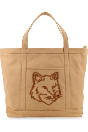 Maison Kitsuné Taske, Herre, , ONE SIZE, Bomuld, Lærred Lynlås Taske med Fox Head Broderi