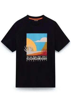 Napapijri Top, Herre, Sort, L, Bomuld, Kortærmet Grafisk T-shirt