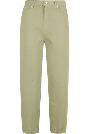 Dondup Bukser, Dame, Grøn, W29, Bomuld, Højtaljet Løstsiddende Grønne Jeans