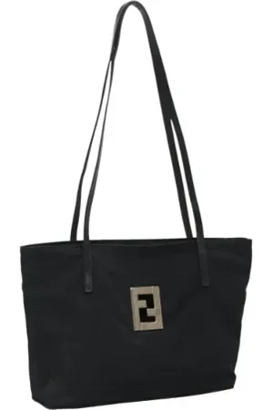 Fendi Pre-owned, Dame, Sort, ONE SIZE, Uld, Pre-owned Canvas fendi-tasker