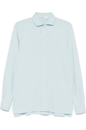 DoppiaA Skjorte, Herre, Blå, 2XL, Klar Blå Knappet Skjorte Langærmet