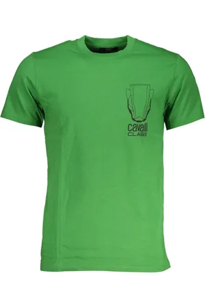 Roberto Cavalli Top, Herre, Grøn, L, Bomuld, Herre Trykt Bomuld T-Shirt