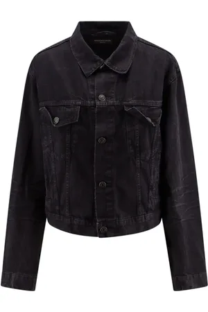 Balenciaga Jakke, Dame, Sort, S, Denim, Sort Denim Jakke Aw24