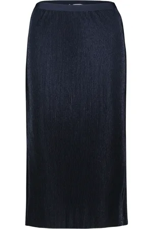 Betty & Co Nederdel, Dame, Blå, 2XL, Uld, Midi nederdel med plissering