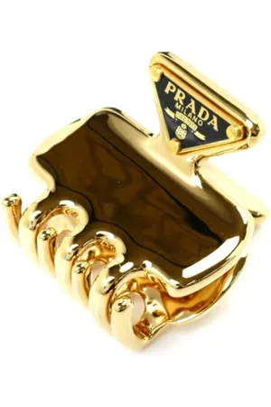 Prada Pre-owned, Dame, Gul, ONE SIZE, Uld, Pre-owned Metal hrspaender