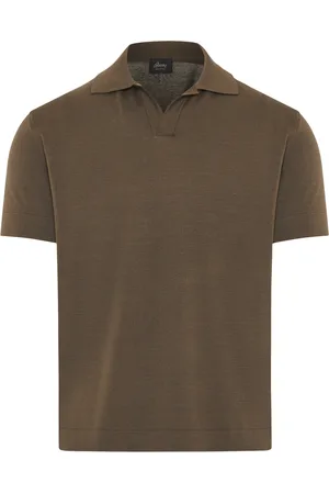 BRIONI Top, Herre, Brun, 2XL, Bomuld, Silkebomuld Polo Skjorte