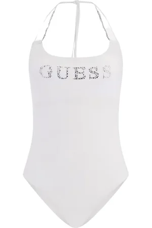 Guess Badetøj, Dame, Hvid, L, Polyester, Logo Badedragt med Aftagelig Polstring