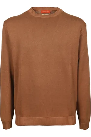 Daniele Fiesoli Strik, Herre, Brun, M, Bomuld, Brun bomuld rund hals blød sweater
