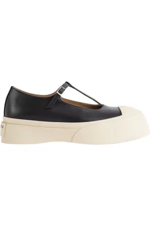 Marni Sko, Dame, Sort, 40 EU, Læder, Sort læder sneakers med rem