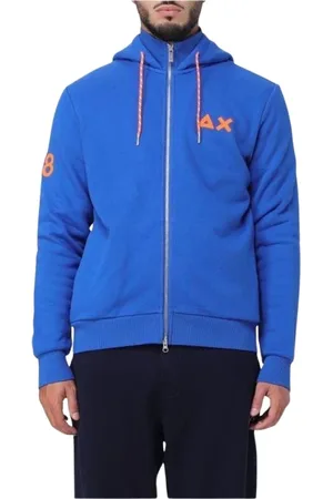 sun68 Sweathshirts & Hoodies, Herre, Blå, S, Bomuld, Logo Hættetrøje Bomuld Lynlås
