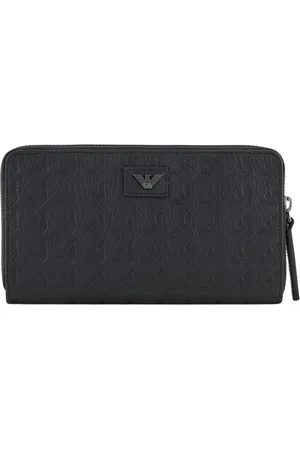 Emporio Armani Tilbehør, Dame, Sort, ONE SIZE, Læder, Luksus Læderpung med Ørnedesign