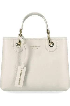 Emporio Armani Taske, Dame, Hvid, ONE SIZE, Læder, Eco-læder Shopping Taske med Gyldne Detaljer