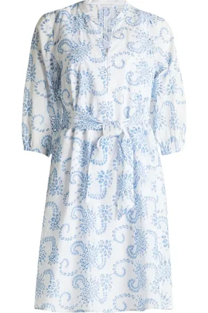 Betty & Co Kjole, Dame, Blå, 2XL, Tunika kjole med broderi