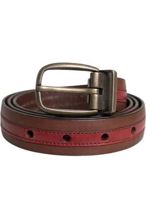Dolce & Gabbana Tilbehør, Herre, Rød, 95 CM, Læder, Burgundy Læder Logo Spænde Bælte