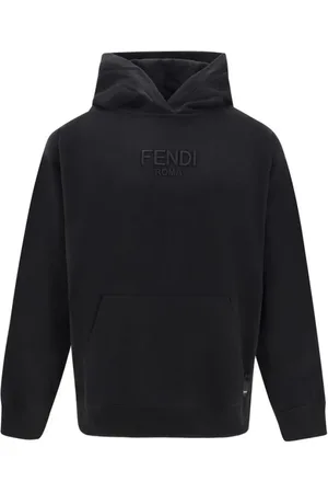 Fendi Sweathshirts & Hoodies, Herre, Sort, M, Bomuld, Monogram Hættetrøje med Kængurulomme