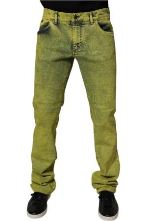 Dolce & Gabbana Jeans, Herre, Gul, M, Denim, Gule Skinny Denim Jeans med Logo
