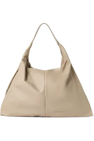 Brunello Cucinelli Taske, Dame, Grå, ONE SIZE, Beige Top Håndtag Taske med Logo