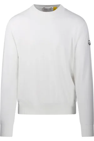 Moncler Strik, Herre, Hvid, M, Bomuld, Crew Neck Sweatshirt