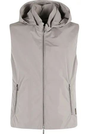 MOORER Jakke, Herre, Grå, 2XL, Uld, Hættet Gilet med Lynlås Lukning