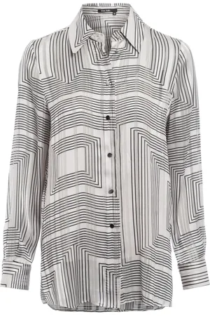 Marc Aurel Bluser & Skjorter, Dame, Grå, L, Polyester, Grafisk Print Gennemsigtig Bluse med Sideslidser