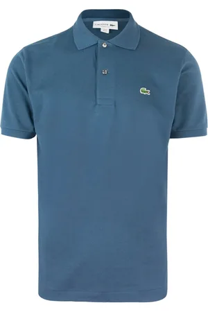 Lacoste Top, Herre, Blå, XL, Bomuld, Blå Ribbet Krave Polo Skjorte