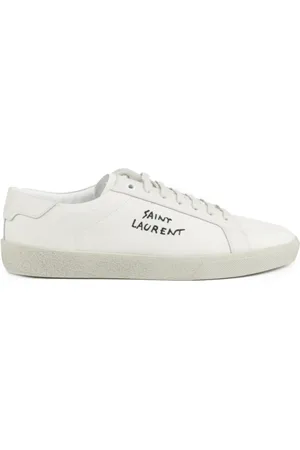 Saint Laurent Sko, Herre, Hvid, 40 EU, Hvide Lave Slidte Sneakers Italien