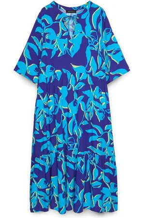 Fiorella rubino Kjole, Dame, Blå, 6XL, Kjole med blomstermønster lavet af viskose Lenzing™ Ecovero™