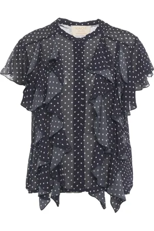 Kaos Bluser & Skjorter, Dame, Blå, L, Prikket Skjorte Rpjcf024