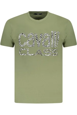 Roberto Cavalli Top, Herre, Grøn, 2XL, T-shirt med fedt print