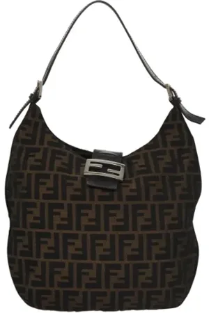 Fendi Pre-owned, Dame, Brun, ONE SIZE, Uld, Pre-owned Canvas fendi-tasker