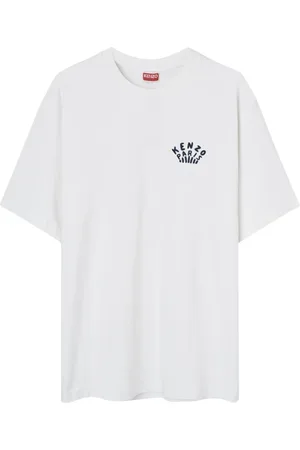Kenzo Top, Herre, Hvid, XL, Trykt beige skjorte